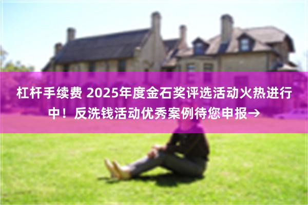 杠杆手续费 2025年度金石奖评选活动火热进行中！反洗钱活动优秀案例待您申报→