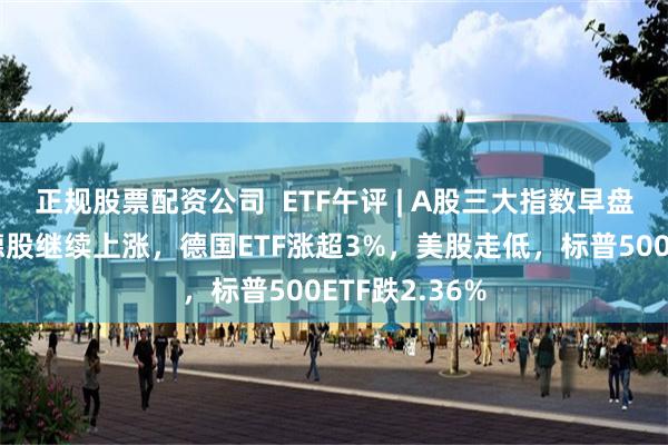 正规股票配资公司  ETF午评 | A股三大指数早盘涨跌不一，德股继续上涨，德国ETF涨超3%，美股走低，标普500ETF跌2.36%