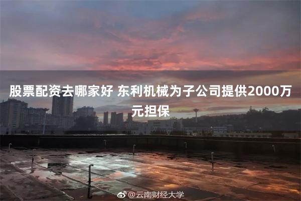 股票配资去哪家好 东利机械为子公司提供2000万元担保