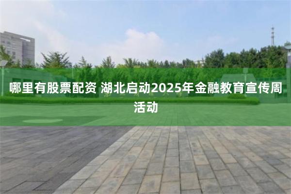 哪里有股票配资 湖北启动2025年金融教育宣传周活动